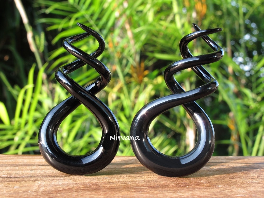 1 Pair (2 Pieces) Black Cork Screw Spirals