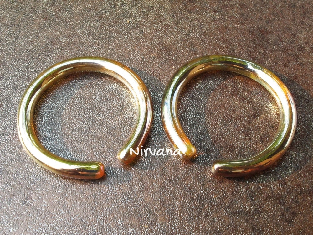 1 Pair (2 Pieces) Nirvana's Silver/Gold Color Glass Hoops