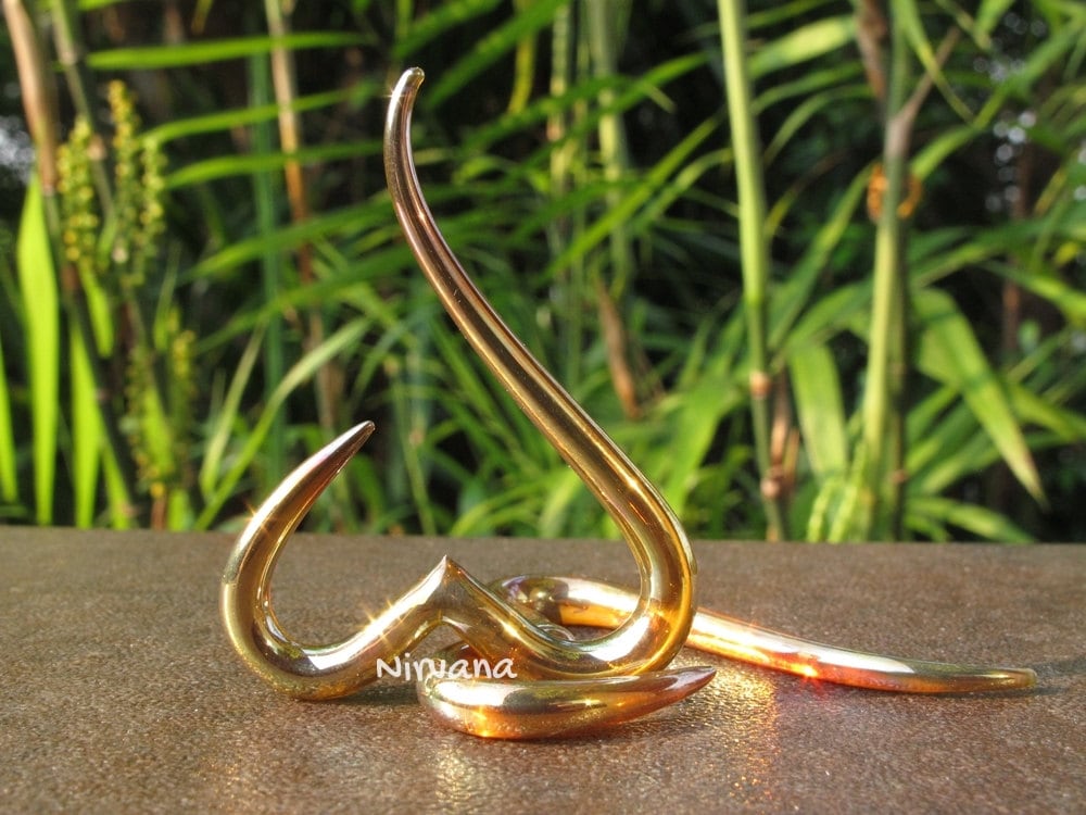 1 Pair (2 Pieces) Silver/Gold Heart Spirals