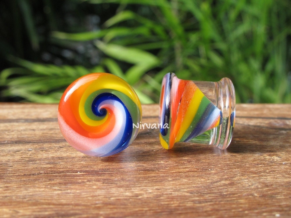 1 Pair (2 Pieces) Kate's Tornado Rainbow Plugs