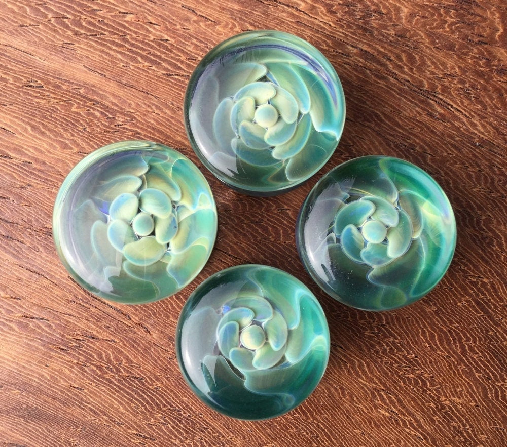 1 Pair (2 Pieces) Ocean Flower Plugs Pyrex Glass Gauges