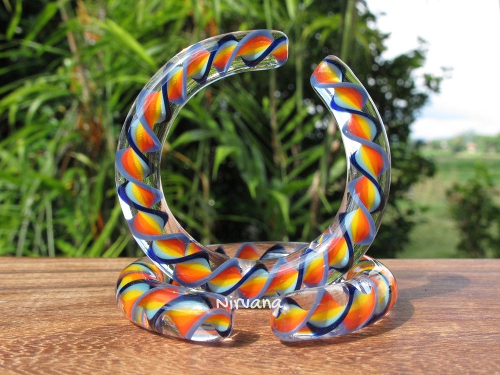 1 Pair (2 Pieces) Rainbow Encased Twist Hoop Gauges