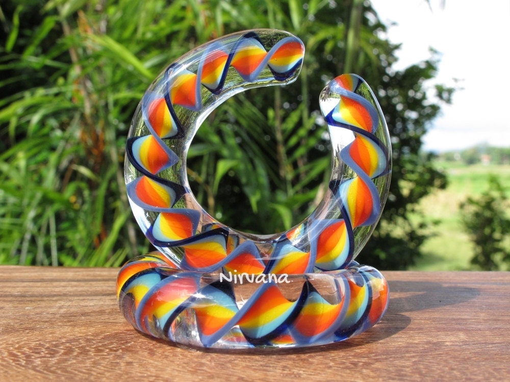 1 Pair (2 Pieces) Super Fat Rainbow Encased Twist Hoop Gauges