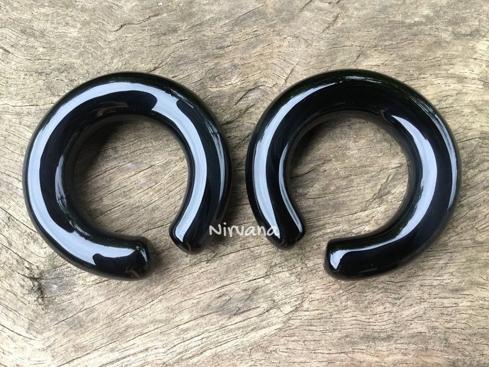 1 Pair (2 Pieces) Nirvana's Black Glass Hoops
