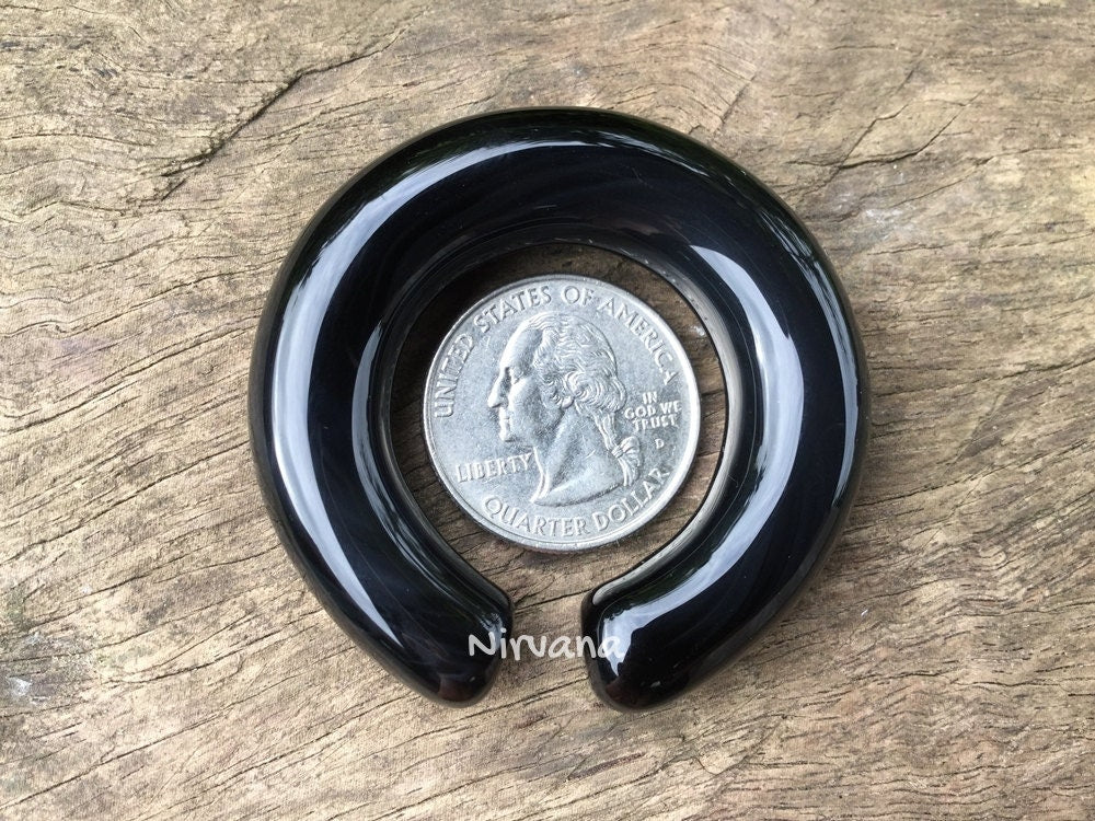 1 Pair (2 Pieces) Nirvana's Black Glass Hoops