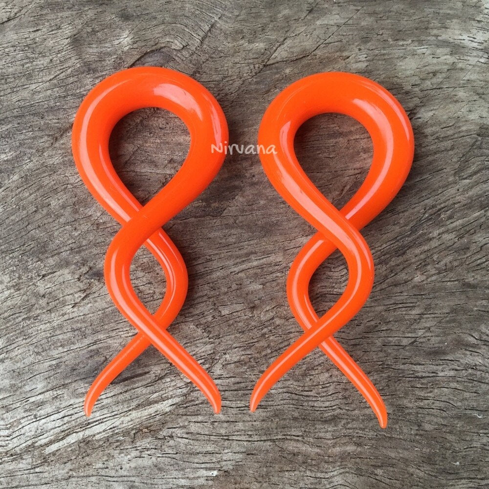 1 Pair (2 Pieces) Orange Double Twists
