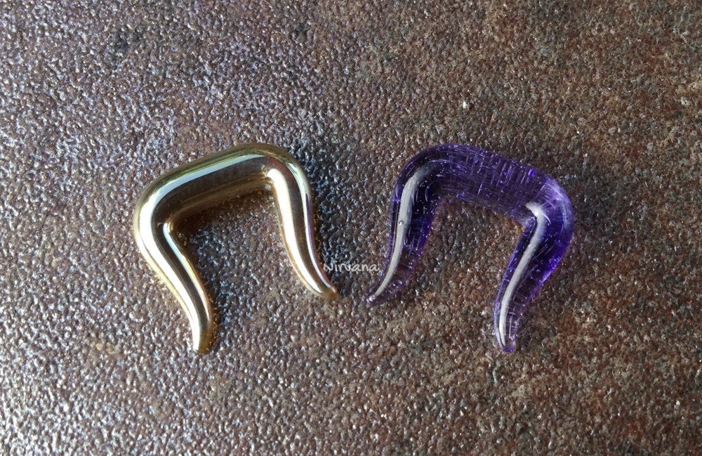 1 Pair (2 Pieces) Glass Silver/Gold Septum Retainer