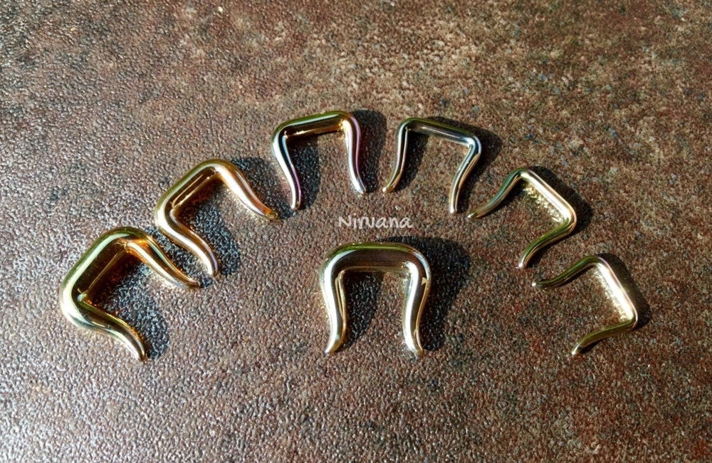 1 Pair (2 Pieces) Glass Silver/Gold Septum Retainer