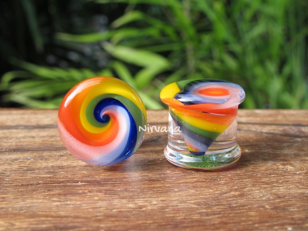 1 Pair (2 Pieces) Kate's Tornado Rainbow Plugs