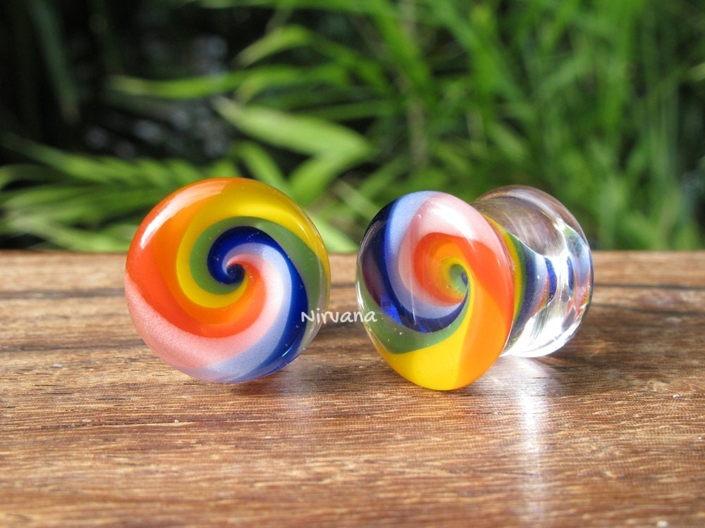 1 Pair (2 Pieces) Kate's Tornado Rainbow Plugs