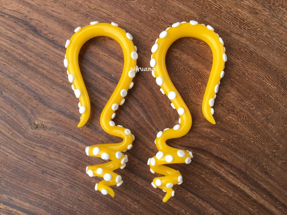 1 Pair (2 Pieces) - Yellow Octopus Ear Shapes