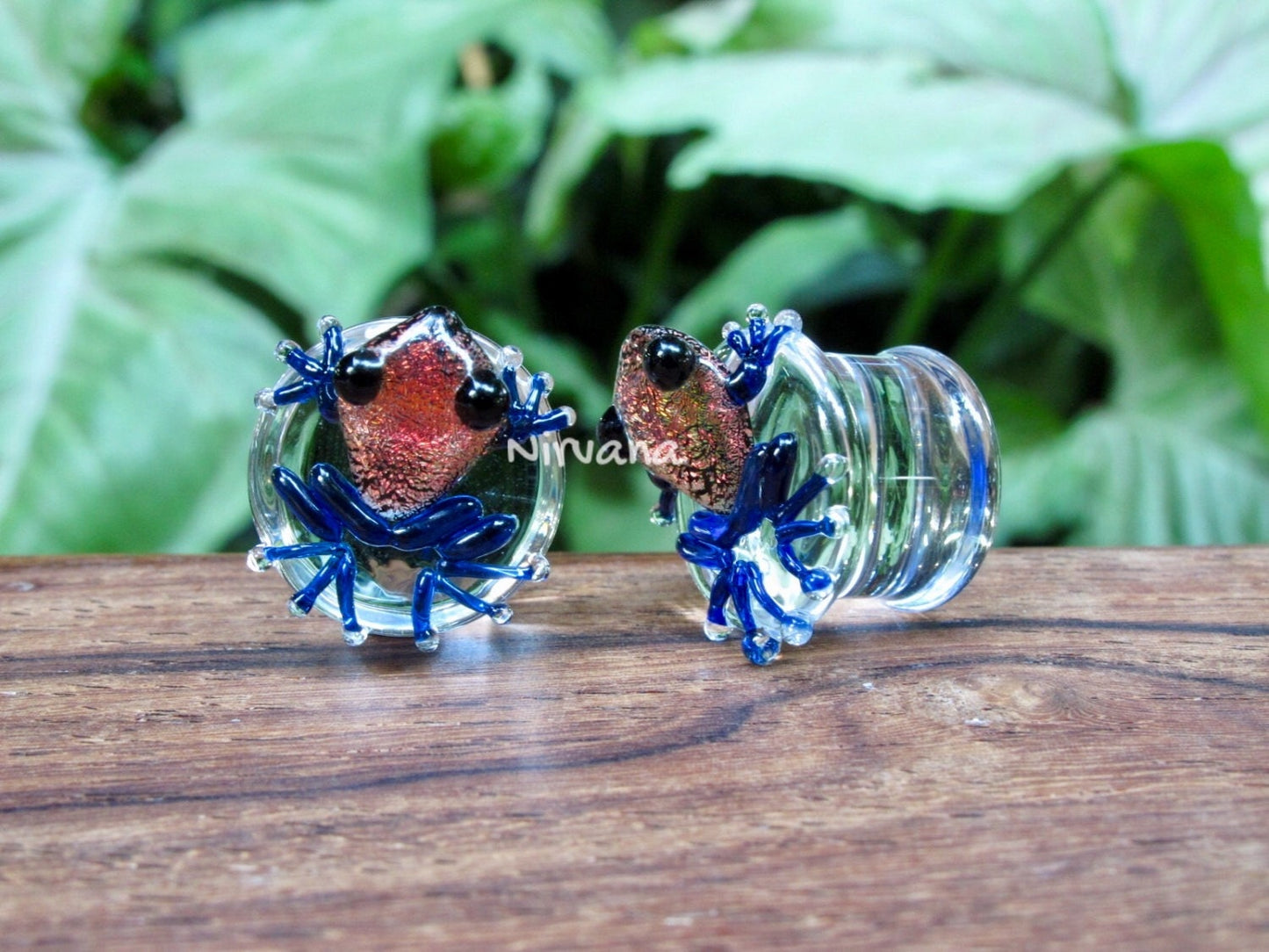 1 Pair (2 Pieces) Dichroic Red Poison Tree Frog Plugs
