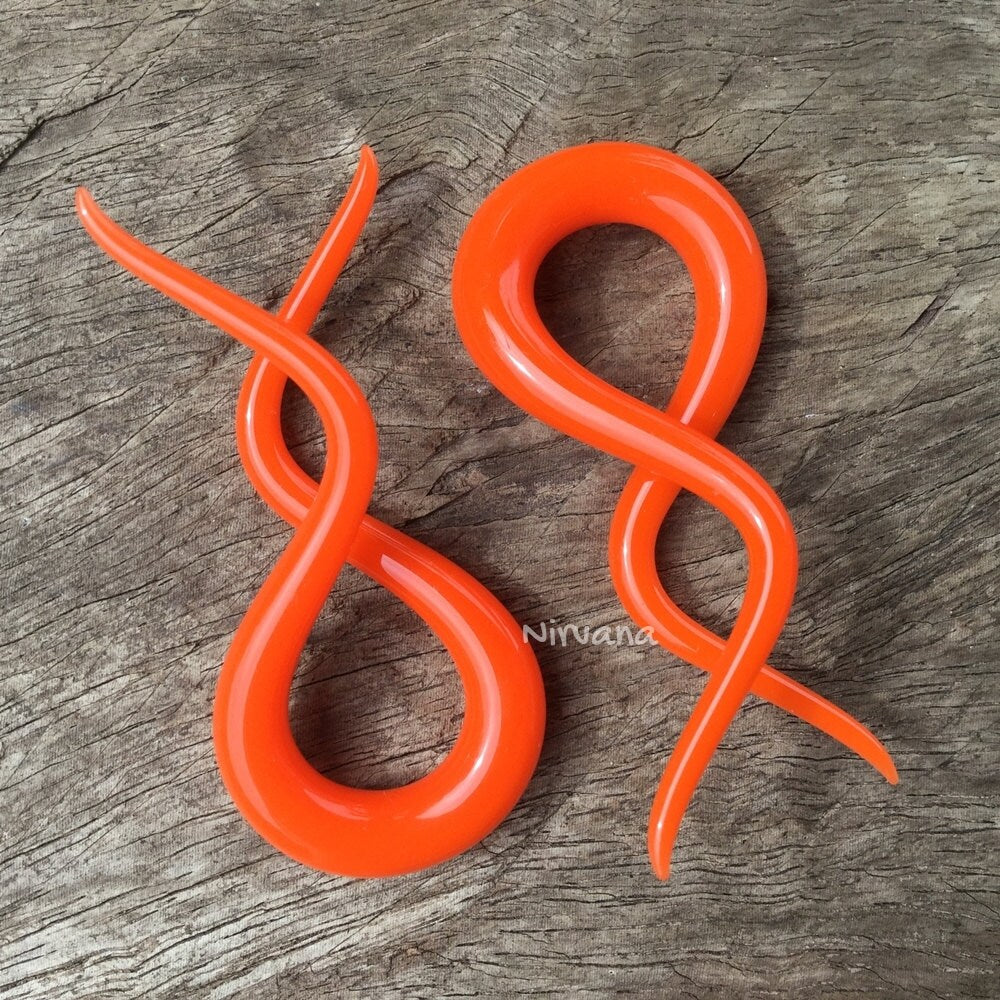 1 Pair (2 Pieces) Orange Double Twists
