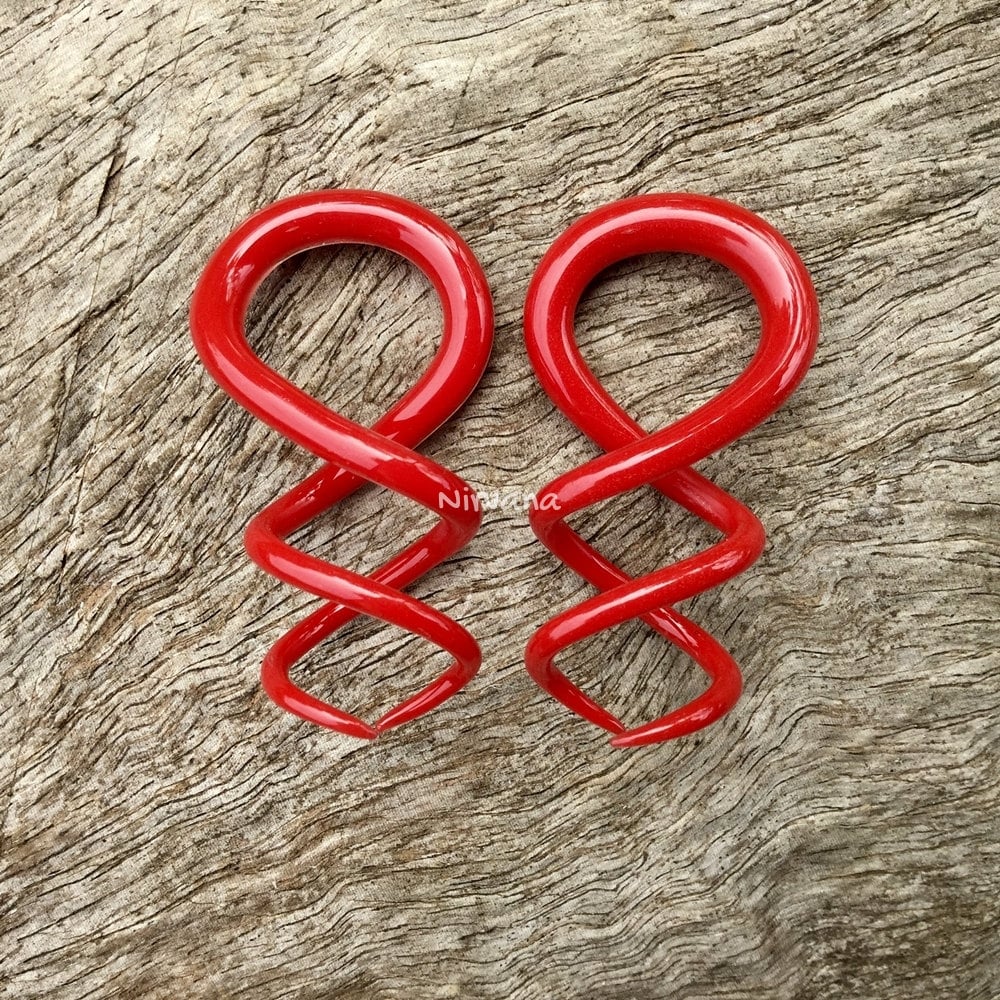 1 Pair (2 Pieces) Burgundy Cork Screw Spirals