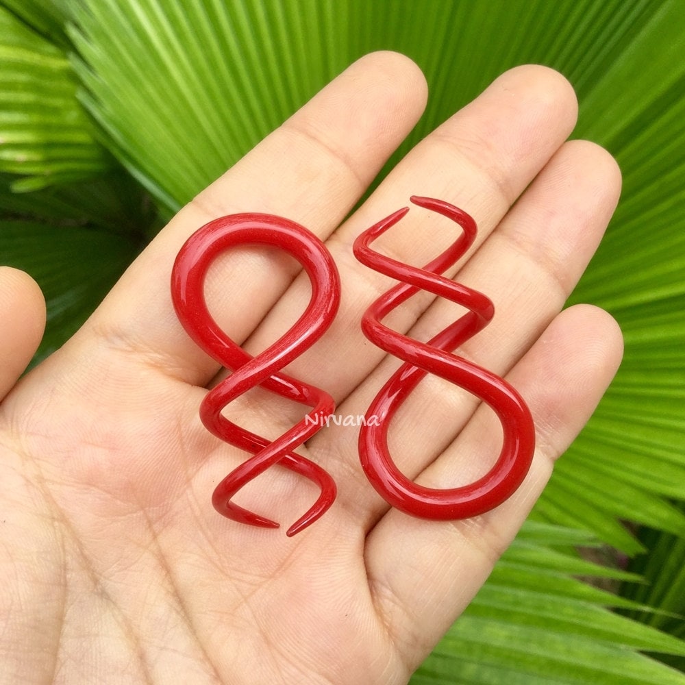 1 Pair (2 Pieces) Burgundy Cork Screw Spirals