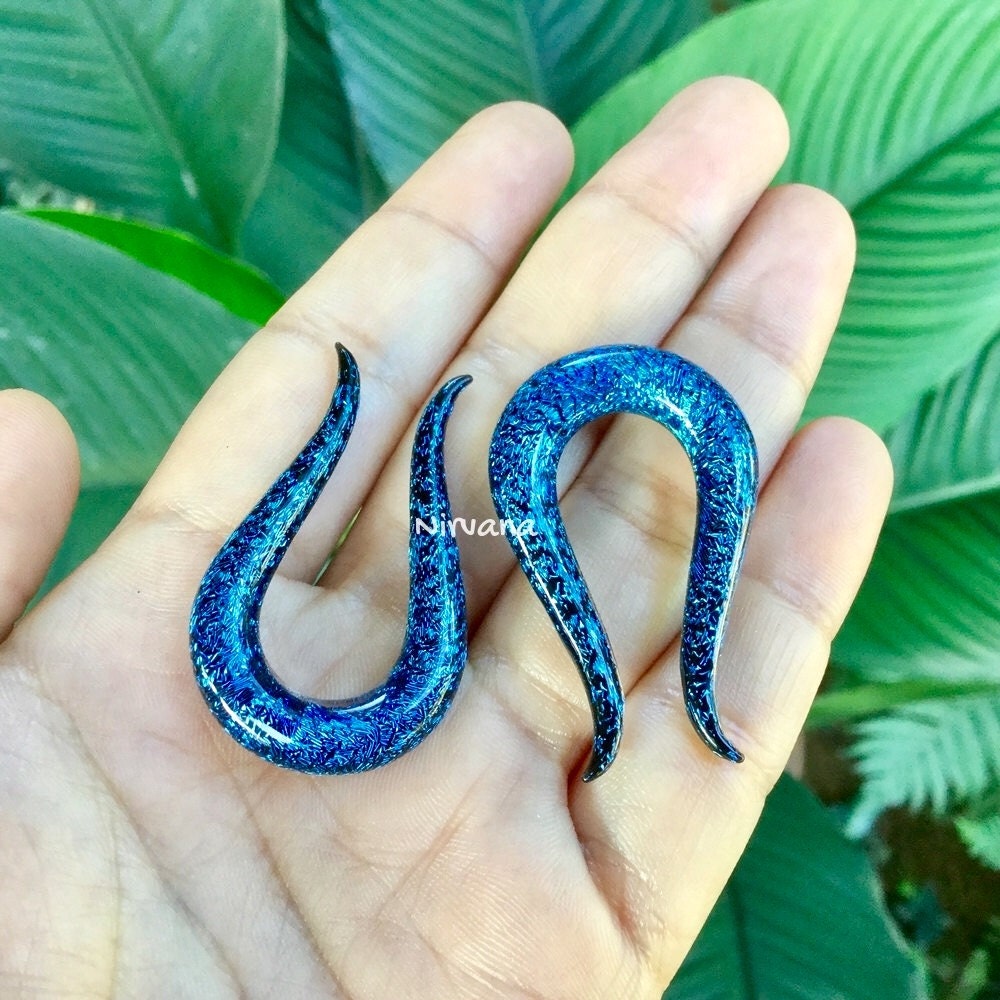 1 Pair (2 Pieces) Dichroic Aqua Omega Gauges