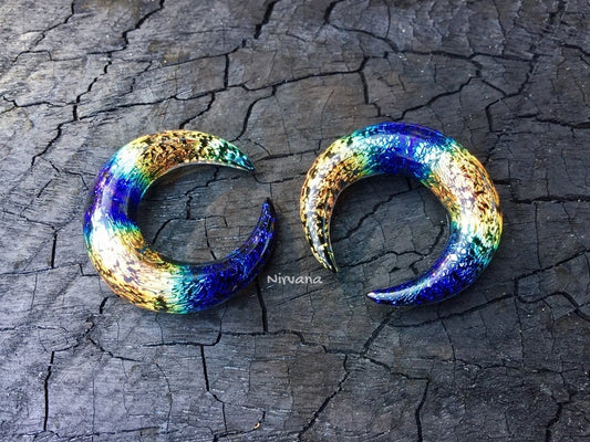 1 Pair (2 Pieces) Aquatic Rainbow Dichroic Glass Septum Pinchers