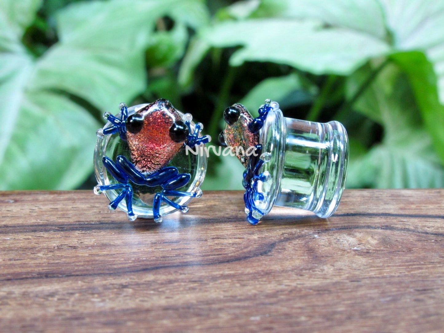 1 Pair (2 Pieces) Dichroic Red Poison Tree Frog Plugs