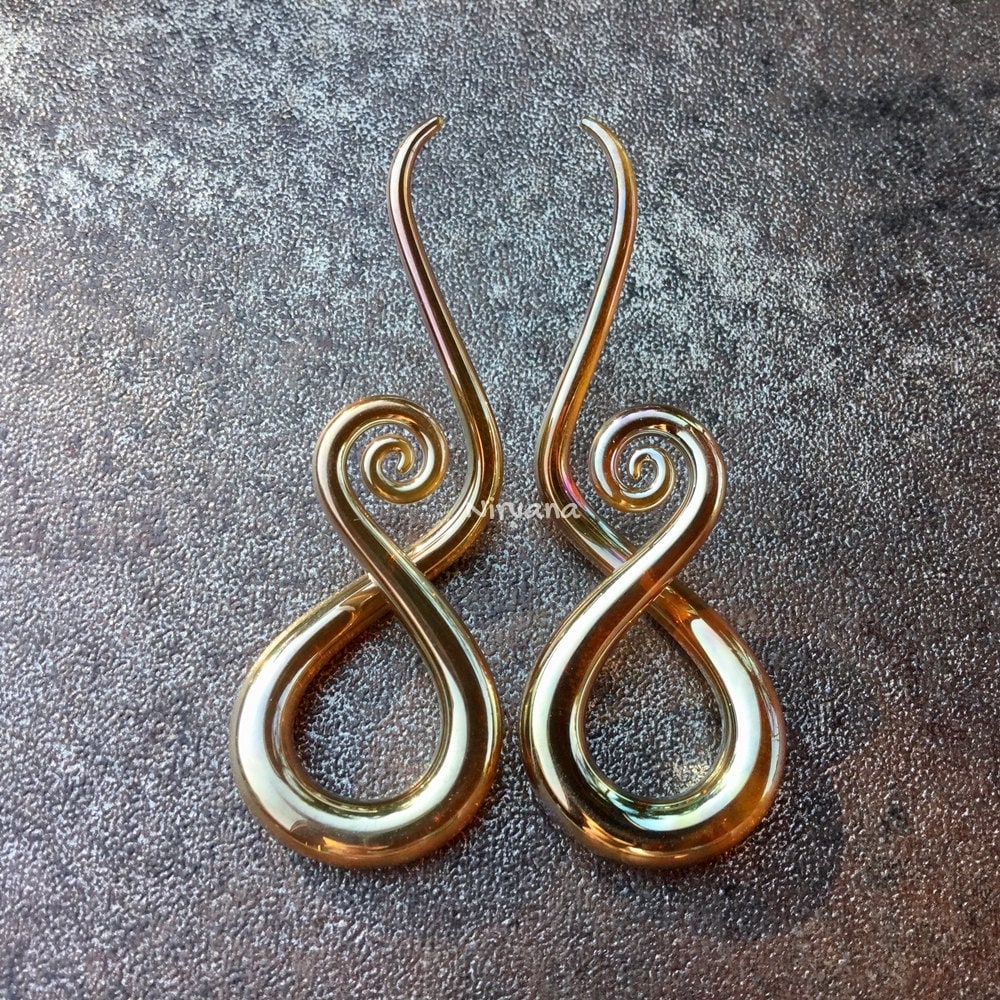1 Pair (2 Pieces) Real Silver/Gold Color Glass Note Spirals