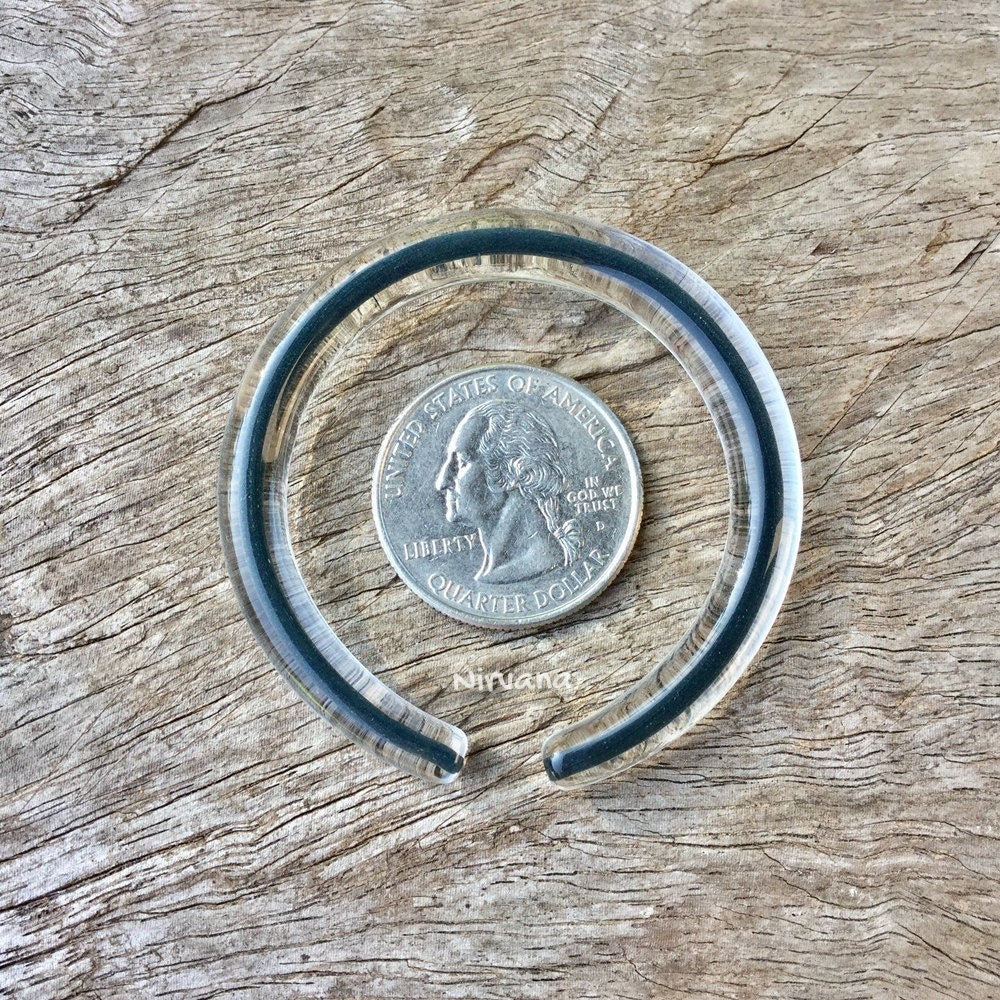 1 Pair (2 Pieces) Nirvana's Encased Dark Grey Glass Hoops