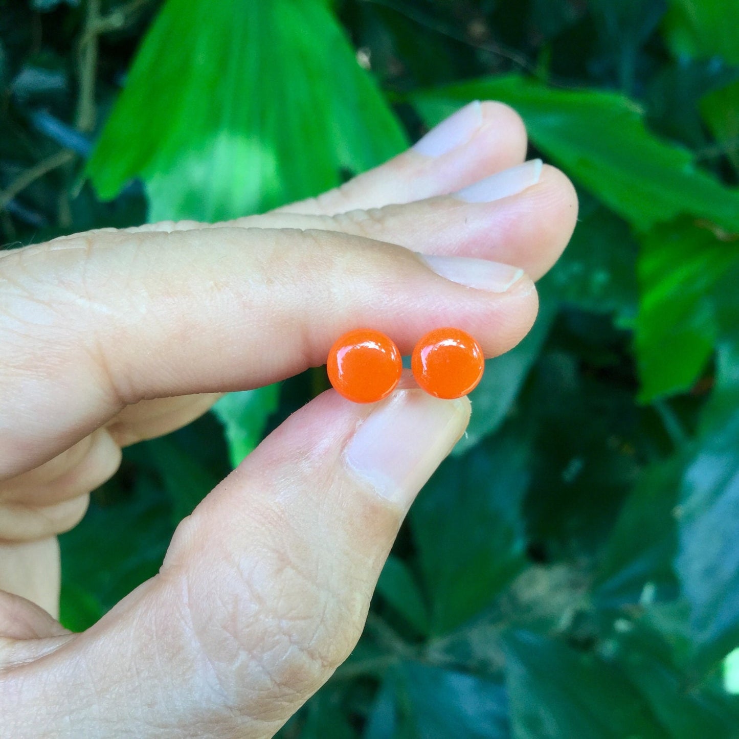 1 Pair (2 Pieces) Orange Color Front Glass Plugs