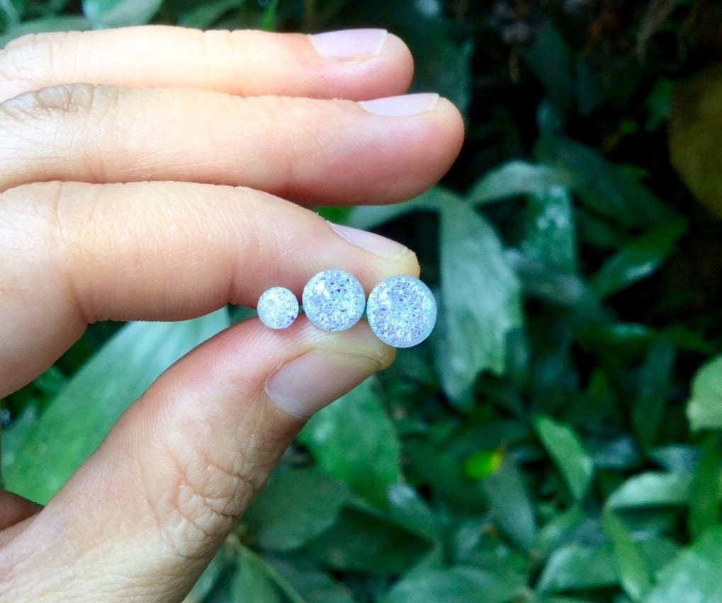 1 Pair (2 Pieces) Pearlescent "GRAY" Dichroic Glass Plugs