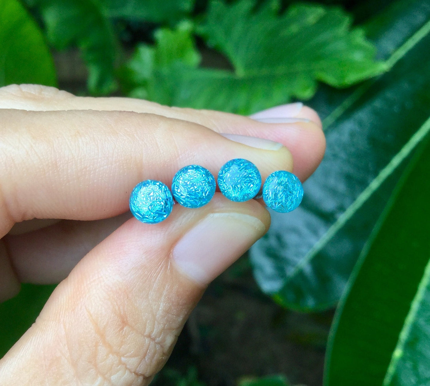 1 Pair (2 Pieces) Light Opal Blue Dichroic Plugs