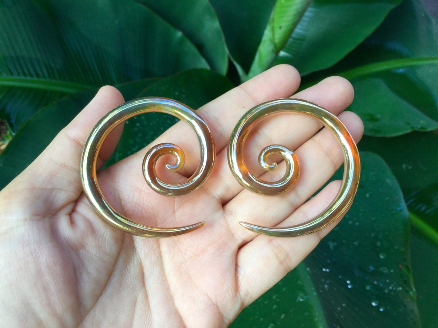 1 Pair (2 Pieces) Silver/Gold Color Super Spirals