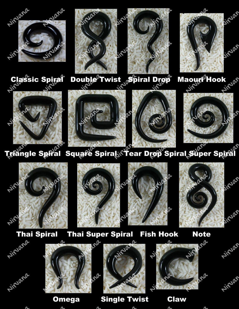 1 Pair (2 Pieces) White Encased Tear Drop Glass Spirals