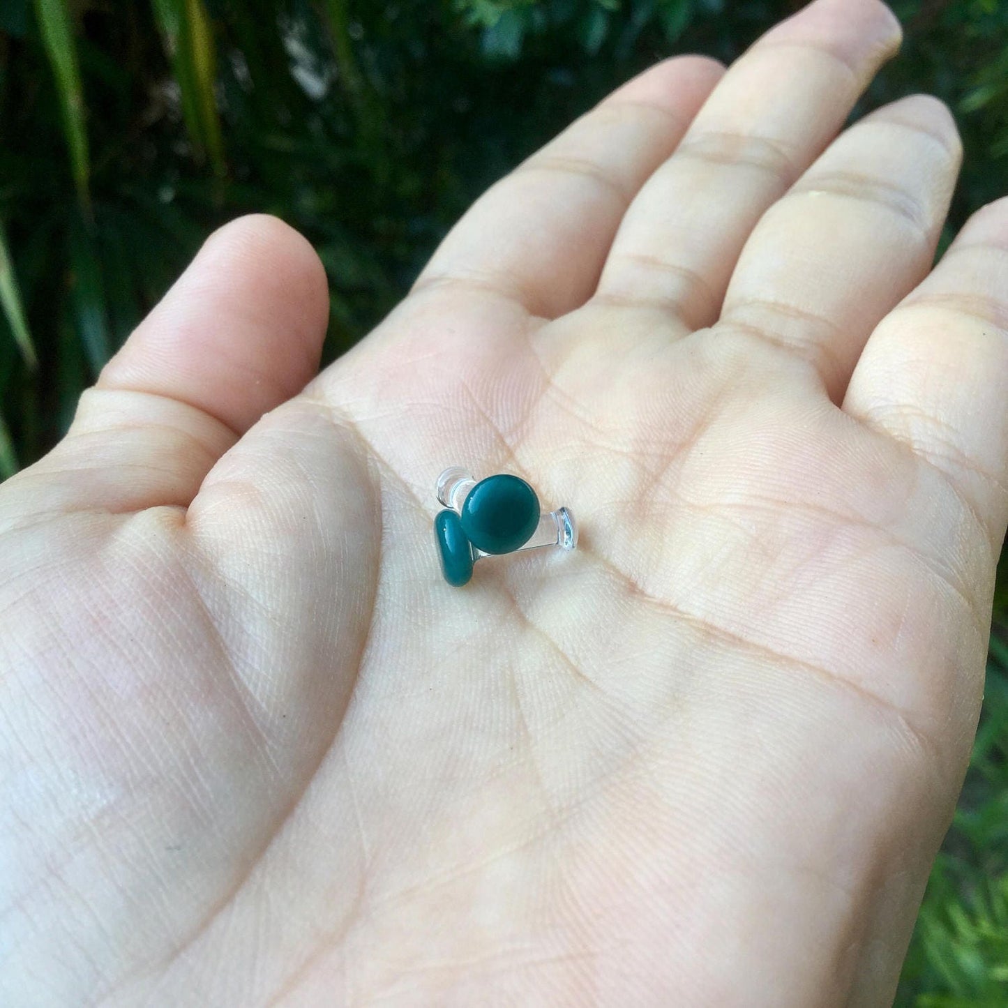 1 Pair (2 Pieces) Aqua Color Front Glass Plugs
