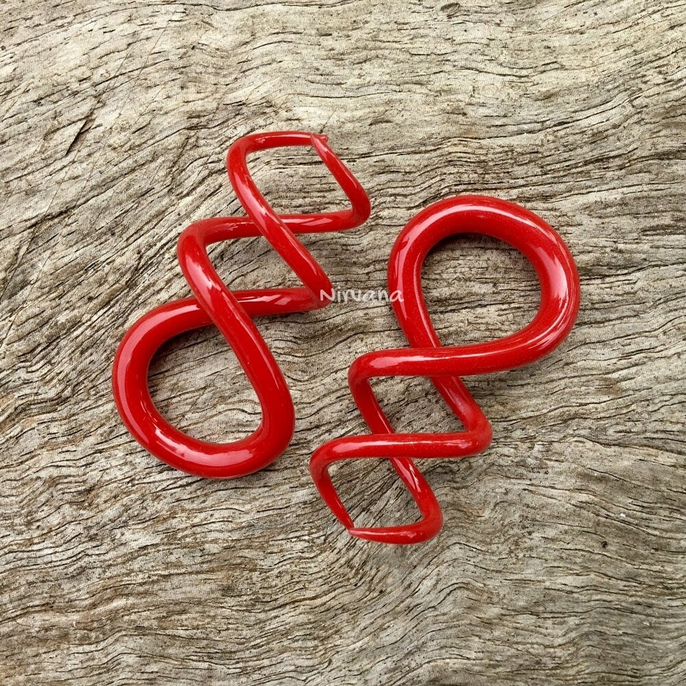 1 Pair (2 Pieces) Burgundy Cork Screw Spirals