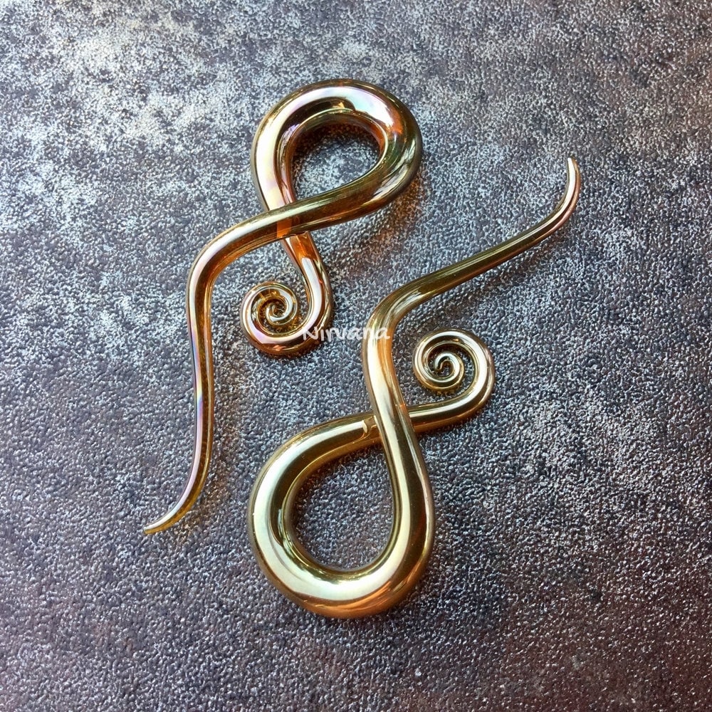 1 Pair (2 Pieces) Real Silver/Gold Color Glass Note Spirals