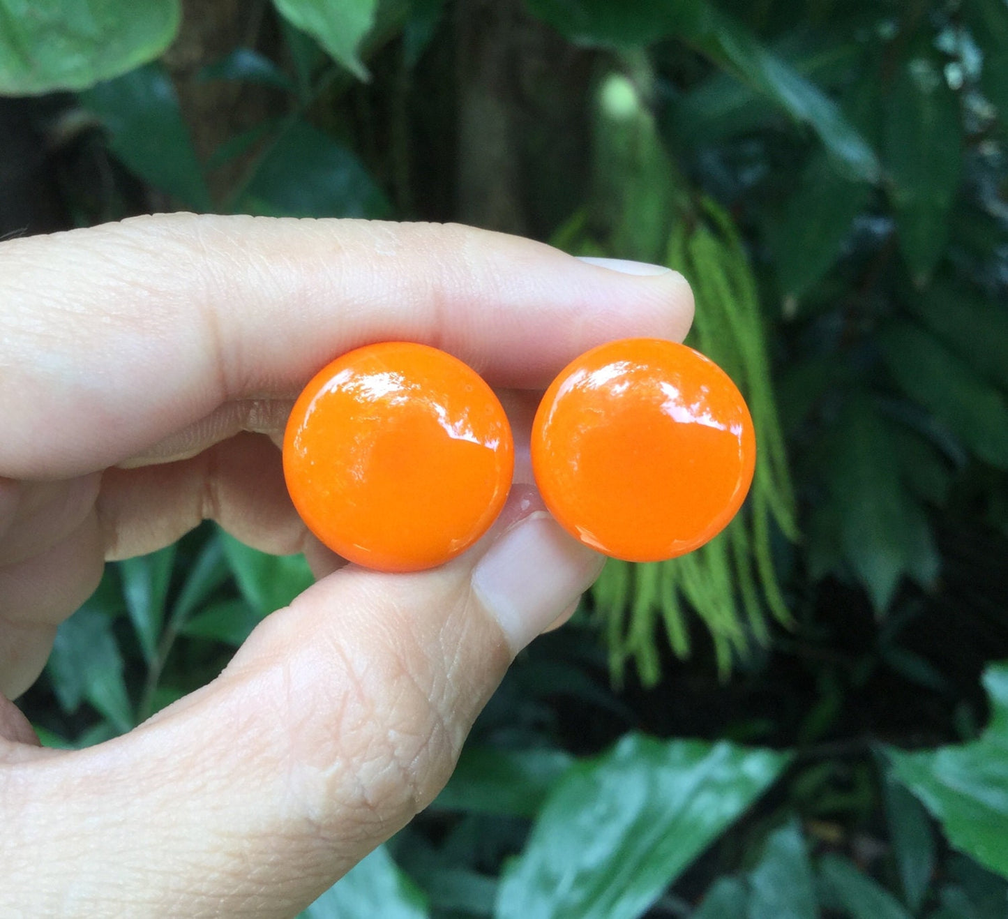 1 Pair (2 Pieces) Orange Color Front Glass Plugs