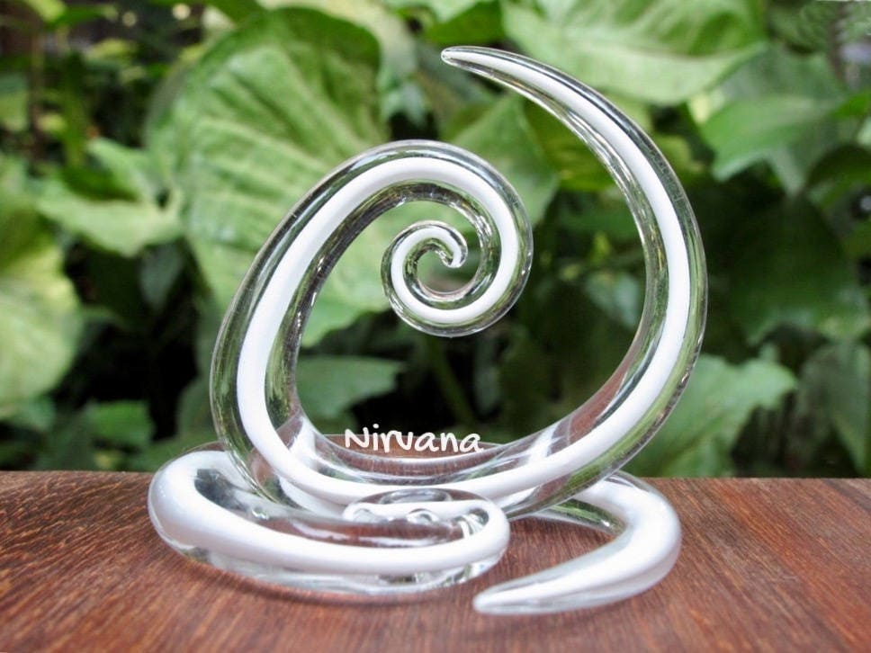 1 Pair (2 Pieces) White Encased Tear Drop Glass Spirals