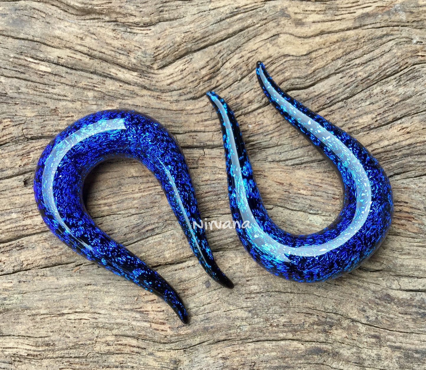 1 Pair (2 Pieces) Dichroic Sapphire Cobalt Blue Omega Gauges