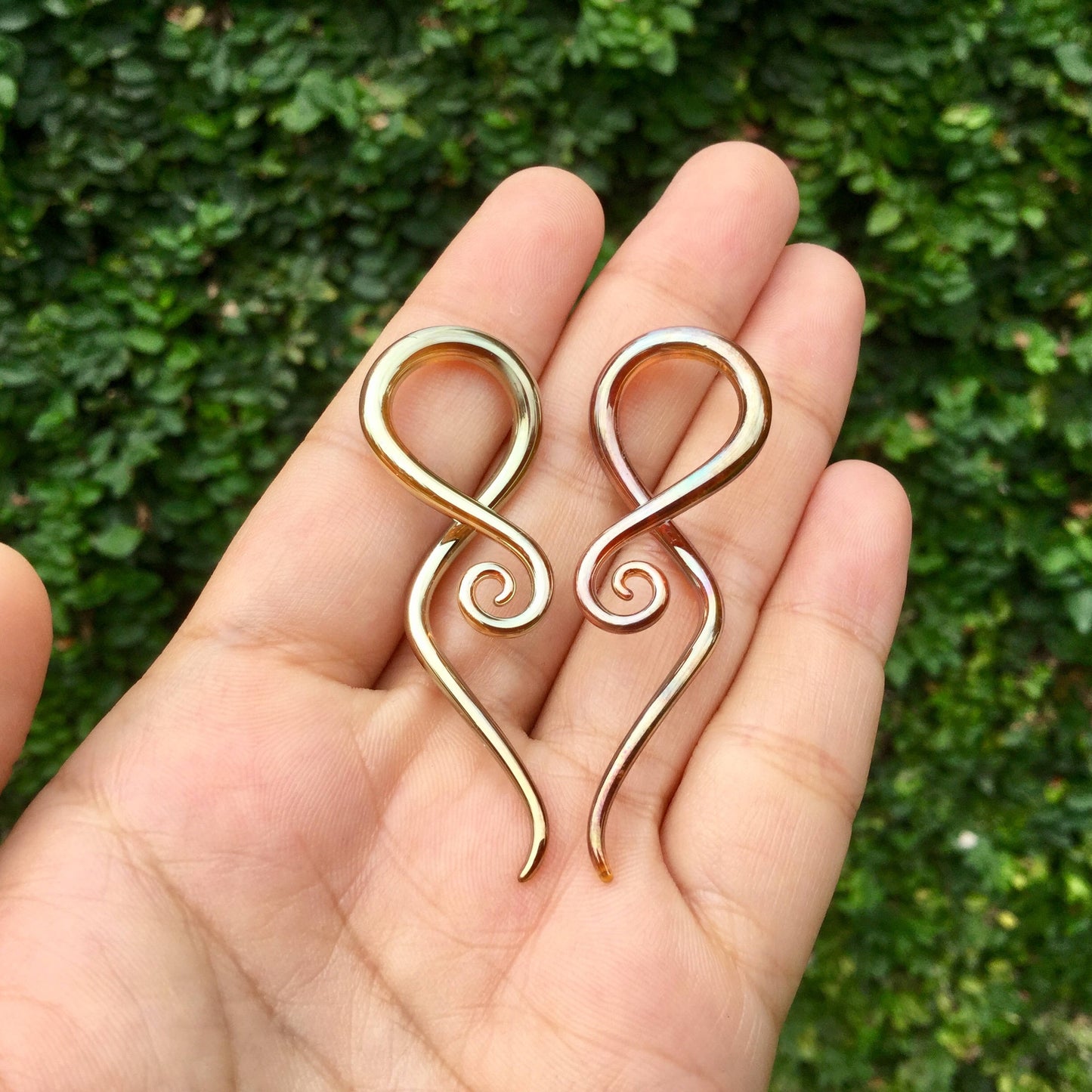 1 Pair (2 Pieces) Real Silver/Gold Color Glass Note Spirals
