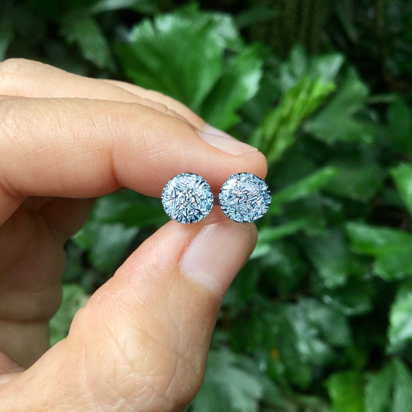 1 Pair (2 Pieces) Dark Silver Dichroic Glass Plugs