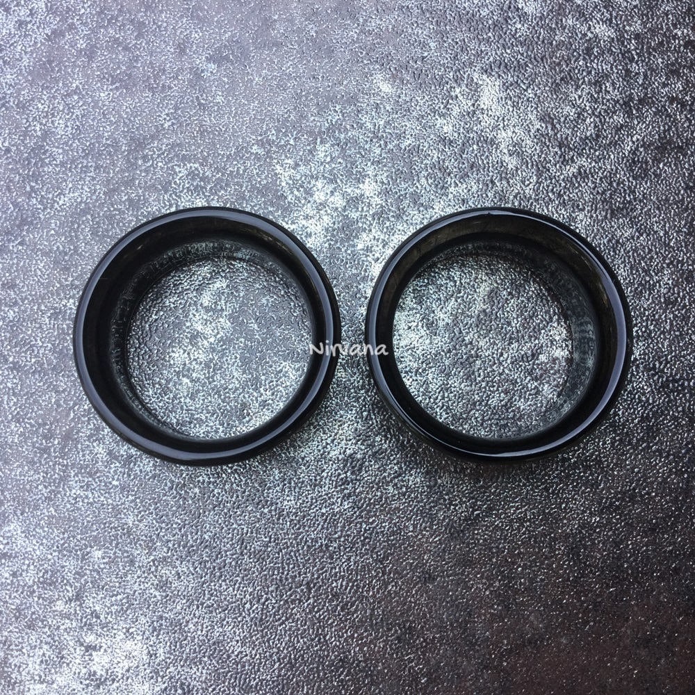 1 Pair (2 Pieces) Black Tunnels Pyrex Glass Gauges