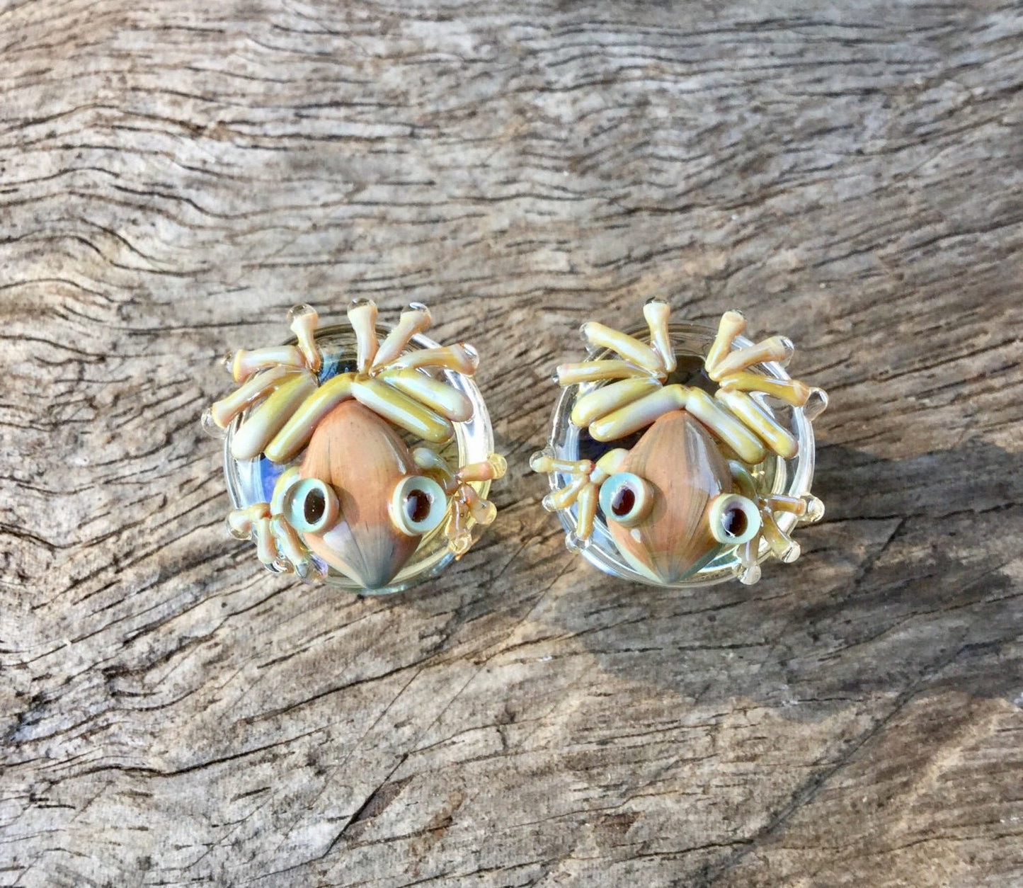 1 Pair (2 Pieces) Nirvana Earth Glass Tree Frog Plugs
