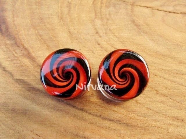 1 Pair (2 Pieces) Tornado Plugs Red & Black