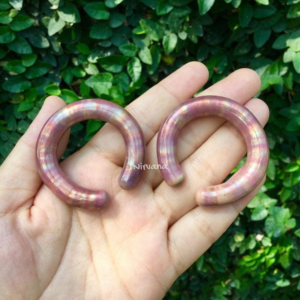 1 Pair (2 Pieces) Nirvana's Metallic Earth Glass Hoops