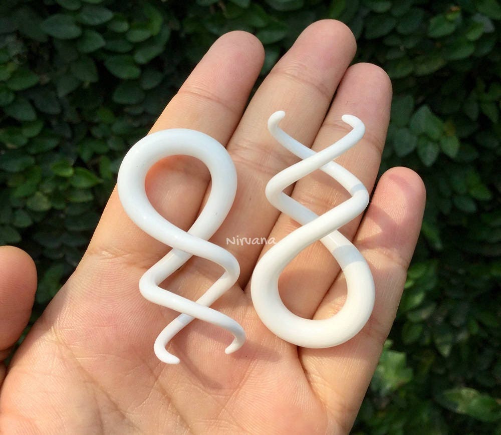 1 Pair (2 Pieces) White Cork Screw Spirals