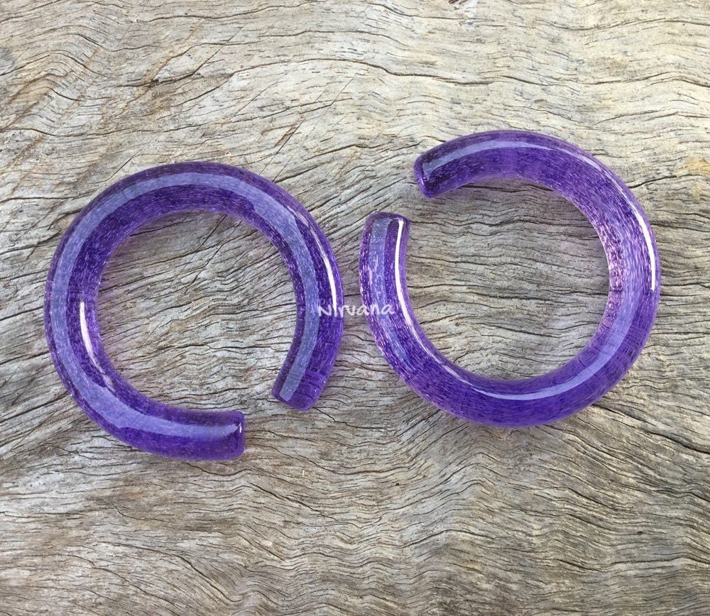 1 Pair (2 Pieces) Nirvana's Solid Purple Rain Bubbles Glass Hoops