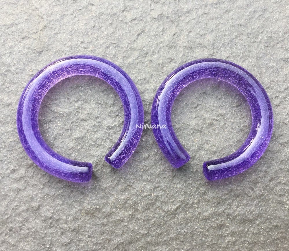 1 Pair (2 Pieces) Nirvana's Solid Purple Rain Bubbles Glass Hoops