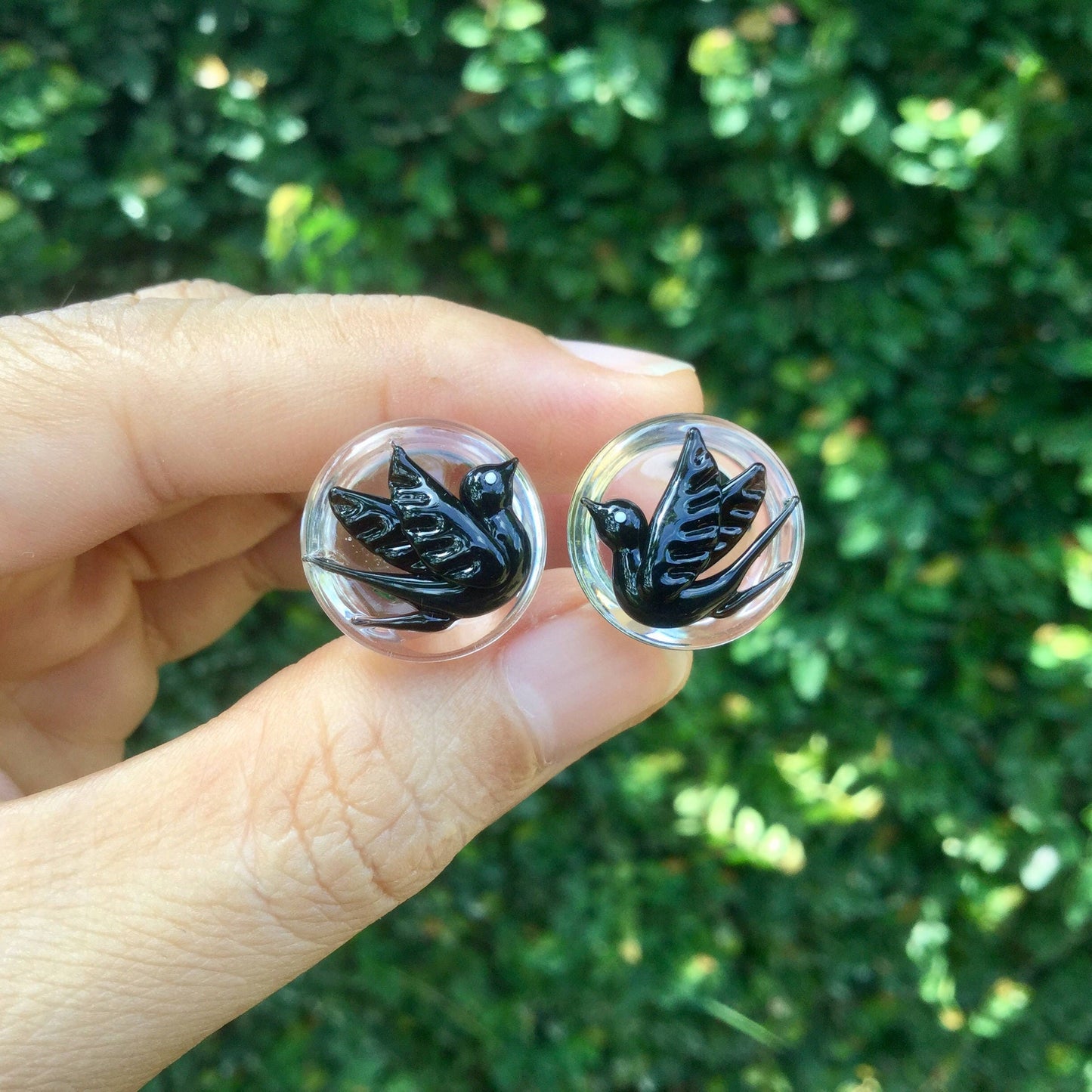 1 Pair (2 Pieces) Pyrex Glass Swallow Plugs