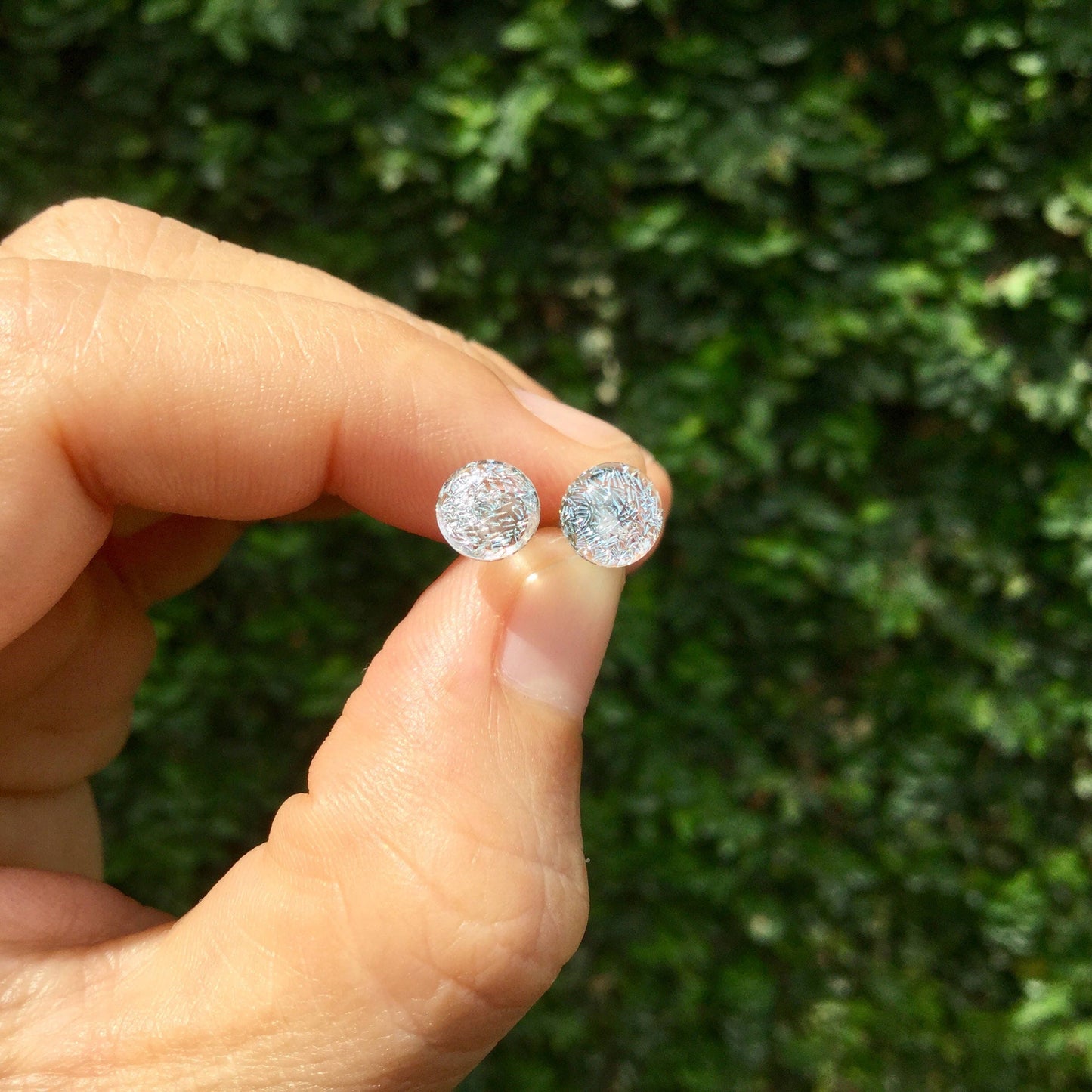 1 Pair (2 Pieces) Translucent Silver Dichroic Glass Plugs No Background Color