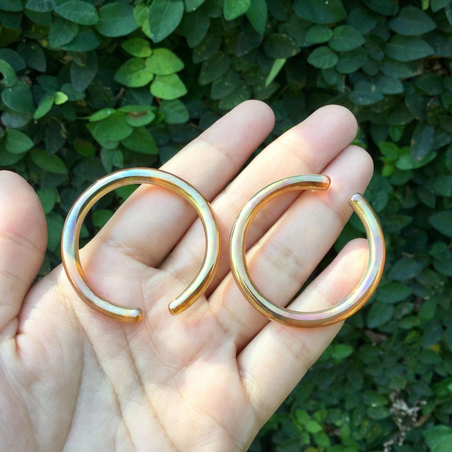 1 Pair (2 Pieces) Nirvana's Silver/Gold Color Glass Hoops