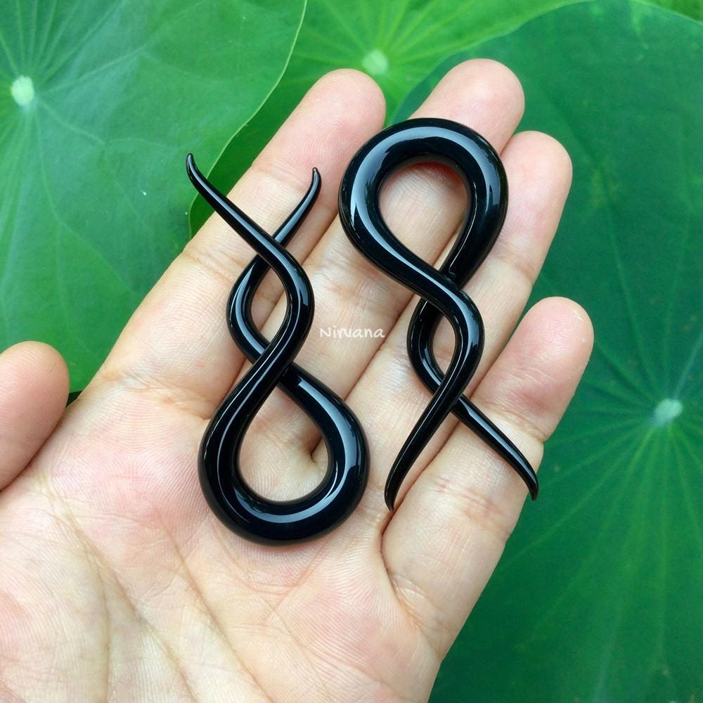 1 Pair (2 Pieces) Black Double Twists