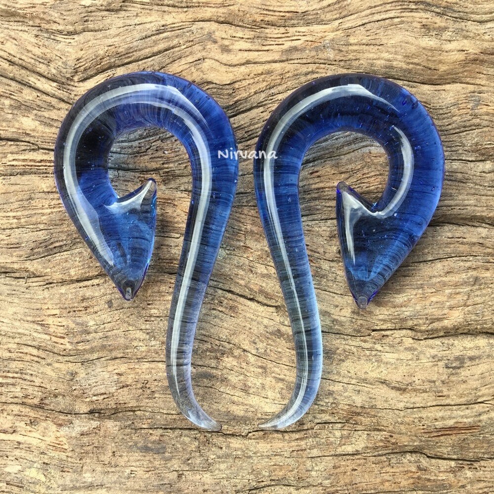 1 Pair (2 Pieces) Translucent Light Blue South Pacific Islands Tribal Fish Hooks