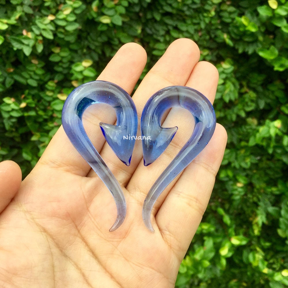 1 Pair (2 Pieces) Translucent Light Blue South Pacific Islands Tribal Fish Hooks